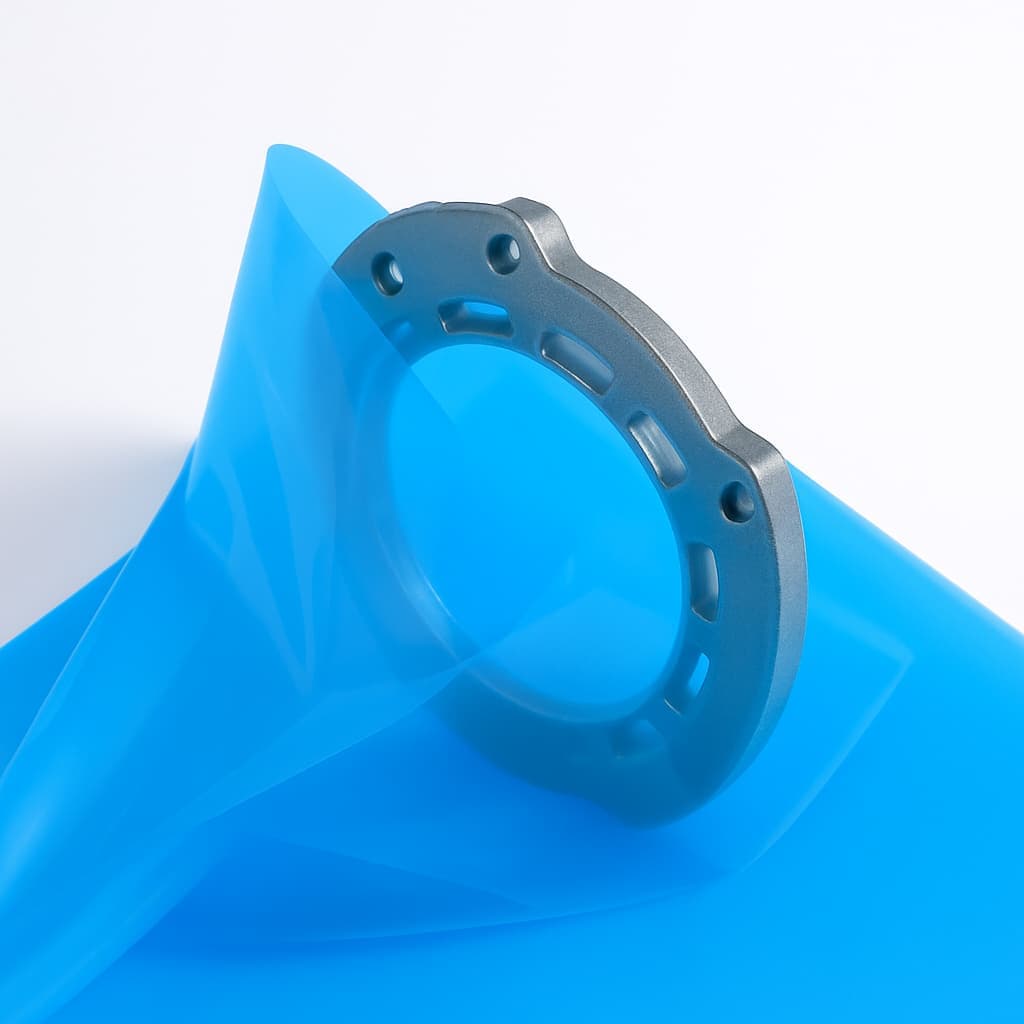 Bolsa azul VCI de PREMCO con metales alrededor