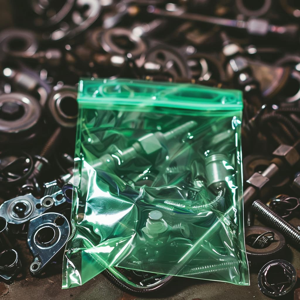 Bolsa verde VCI de PREMCO vacia mientras esta sobre metales